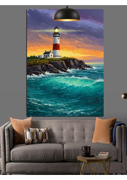 Sahildeki Deniz Feneri Dekoratif Kanvas - Mdf Ahşap Tablo indirimleri