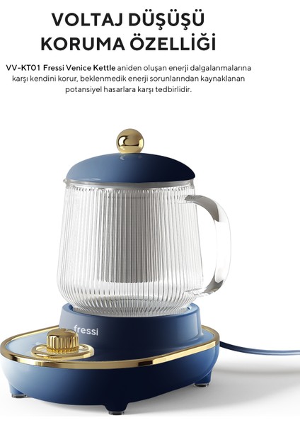 YSB-GC03 Venice Lacivert 600ml Elektrikli Çok Fonksiyonlu Cam Su Isıtıcısı Kettle Bitki Çayı Makinesi fırsatları