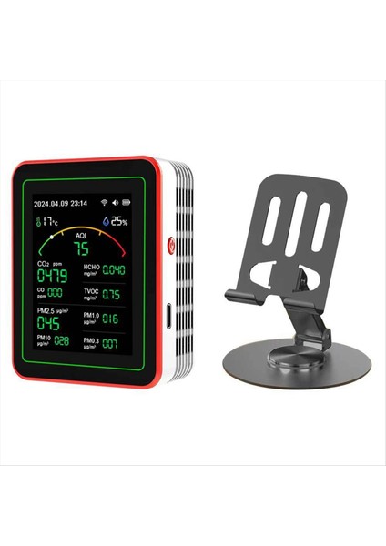 Tuya Wifi 15 In 1 Hava Kalitesi Dedektörü Ev Taşınabilir Aqı Pm0 3 Pm1 0 Pm2 5 PM10 Co2 Co2 Tvoc Hcho Test Cihazı With Mount A (Yurt Dışından)
