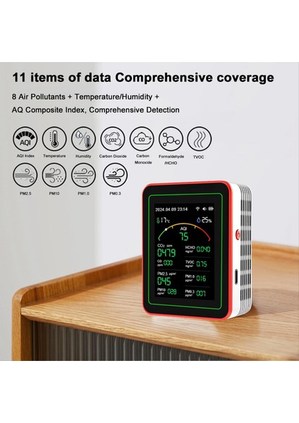 Tuya Wifi 15 In 1 Hava Kalitesi Dedektörü Ev Taşınabilir Aqı Pm0 3 Pm1 0 Pm2 5 PM10 Co2 Co2 Tvoc Hcho Test Cihazı With Mount A (Yurt Dışından) indirimleri