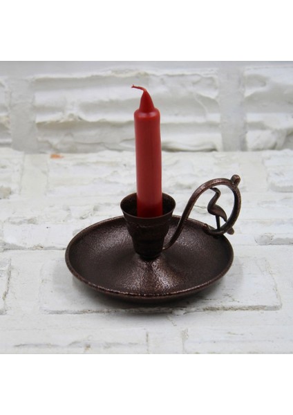 Kahve Rengi Rustik Metal Şamdan, Dekorasyonun Zarif Dokunuşu