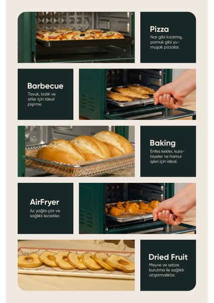 FRSS-AF01 13 Litre Yeşil Airfryer Fırın indirimleri