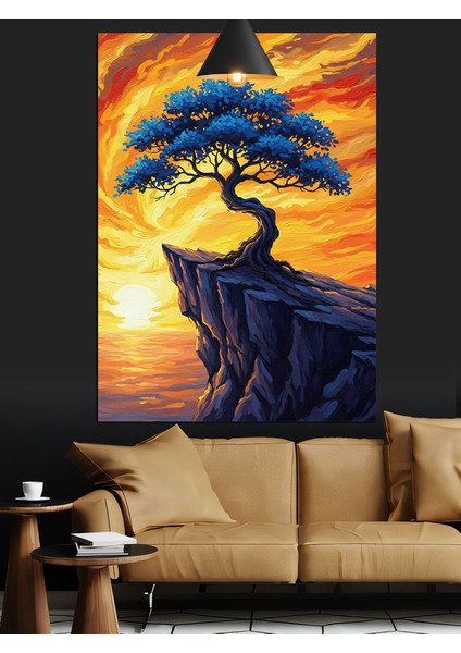 Gün Batımı Ağaç Dekoratif Kanvas - Mdf Ahşap Tablo