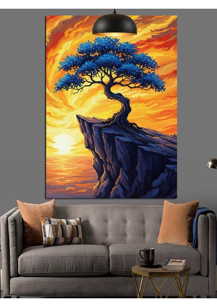Gün Batımı Ağaç Dekoratif Kanvas - Mdf Ahşap Tablo fırsatları