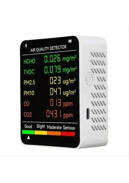 6 Arada 1 Çok Fonksiyonlu Hava Kalitesi Test Cihazı LCD Ekran Ev Kapalı Ofis Duvarı Monte Hava Kalitesi Test Cihazı (Yurt Dışından)