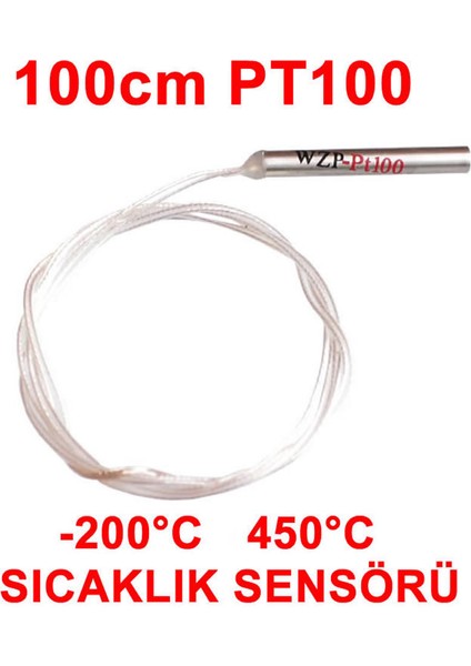PT100 Platinyum Isı Sıcaklık Sensörü 100CM Su Geçirmez -200C To 450C Metal Koruyucu Dalgıç Prob