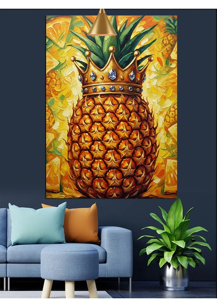 Parlak Yeşil Kabuklu Büyük Bir Ananas Dekoratif Kanvas - Mdf Ahşap Tablo