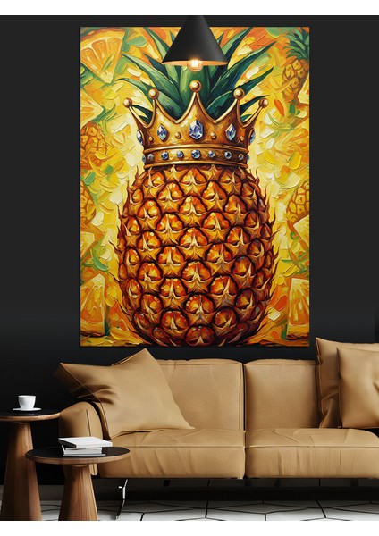 Parlak Yeşil Kabuklu Büyük Bir Ananas Dekoratif Kanvas - Mdf Ahşap Tablo fiyatları