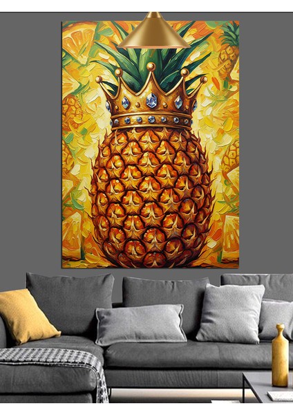Parlak Yeşil Kabuklu Büyük Bir Ananas Dekoratif Kanvas - Mdf Ahşap Tablo modelleri