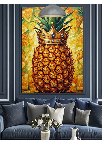 Parlak Yeşil Kabuklu Büyük Bir Ananas Dekoratif Kanvas - Mdf Ahşap Tablo fırsatları