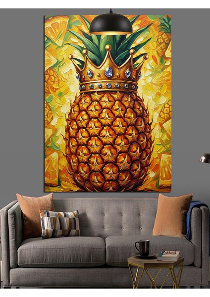 Parlak Yeşil Kabuklu Büyük Bir Ananas Dekoratif Kanvas - Mdf Ahşap Tablo indirimleri