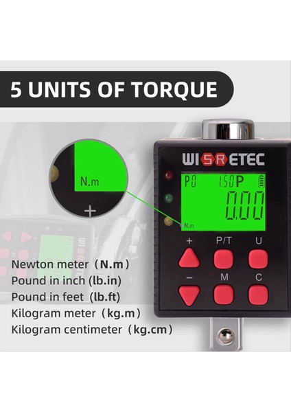 Wisretec Yüksek Hassasiyetli Dijital Tork Metre Tork Metre Adaptörü Bağlantı Çubuğu kg Kuvvet Ölçüm Tork Ölçer H (Yurt Dışından) modelleri