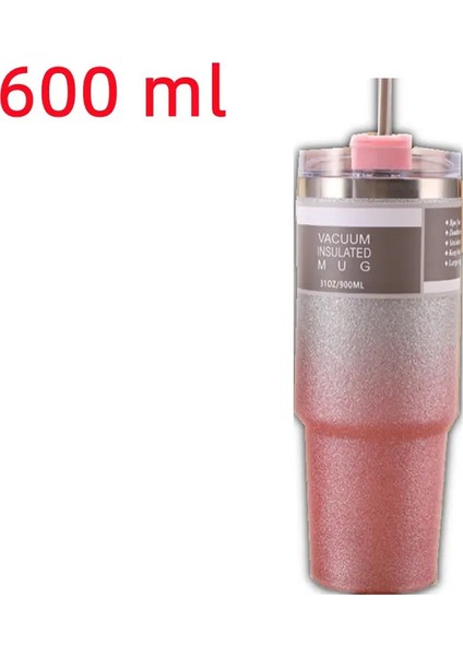 600/900ML Tumblers Çift Duvar Suyu Termal Termos Kahve Kupa Şişeler Paslanmaz Çelik Termozlar 30OZ 20OZ Kupa Şişe Kapasite: 500-1000ML/RENK: Pembe 600ML (Yurt Dışından)