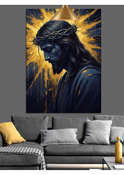 Karanlık Pelerinli Kutsal Isa Figürü Dekoratif Kanvas - Mdf Ahşap Tablo