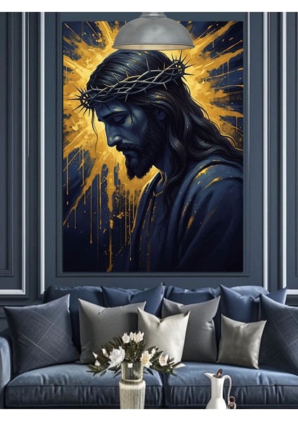 Karanlık Pelerinli Kutsal Isa Figürü Dekoratif Kanvas - Mdf Ahşap Tablo fiyatları