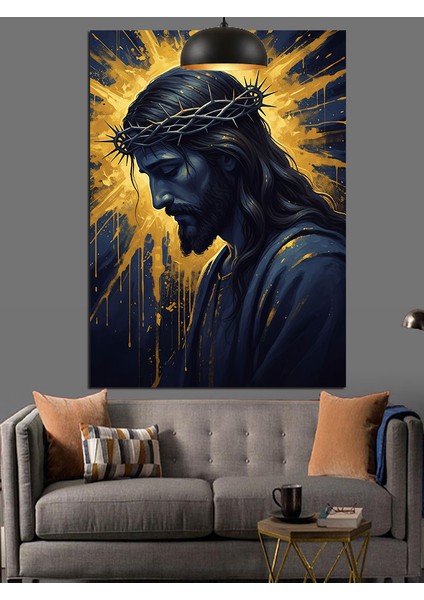Karanlık Pelerinli Kutsal Isa Figürü Dekoratif Kanvas - Mdf Ahşap Tablo modelleri