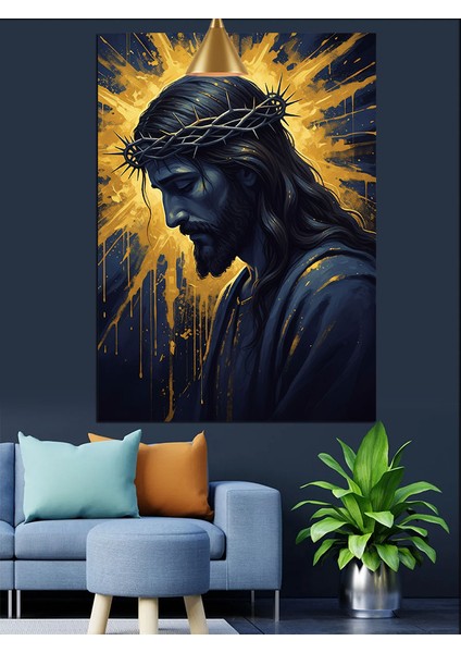 Karanlık Pelerinli Kutsal Isa Figürü Dekoratif Kanvas - Mdf Ahşap Tablo fırsatları