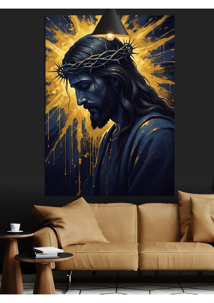 Karanlık Pelerinli Kutsal Isa Figürü Dekoratif Kanvas - Mdf Ahşap Tablo indirimleri