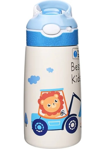 400ML Çocuk Termos Su Şişesi Çocuk Termos Kupa Bebek Ördek Faturalandırılmış Saman 316 Paslanmaz Çelik Fazlar Tumbler Termo Kupa Kapasite: 400ML/RENK: Mavi (Yurt Dışından)