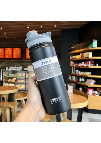 Tyeso 530/750ML Termos Şişe Paslanmaz Çelik Vakum Şişesi Seyahat Kupası Yalıtımlı Su Şişesi Spor Termal Kupa Sıcak Soğuk Kupa Kapasite: 750ML/RENK: Siyah (Yurt Dışından)
