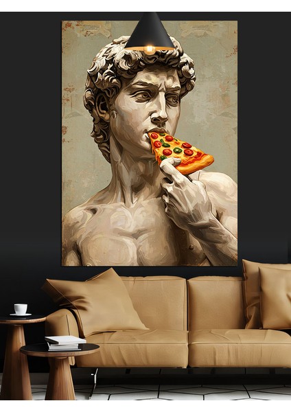 Heykel Michelangelo'nun Davut'u Pizza Dekoratif Kanvas - Mdf Ahşap Tablo modelleri