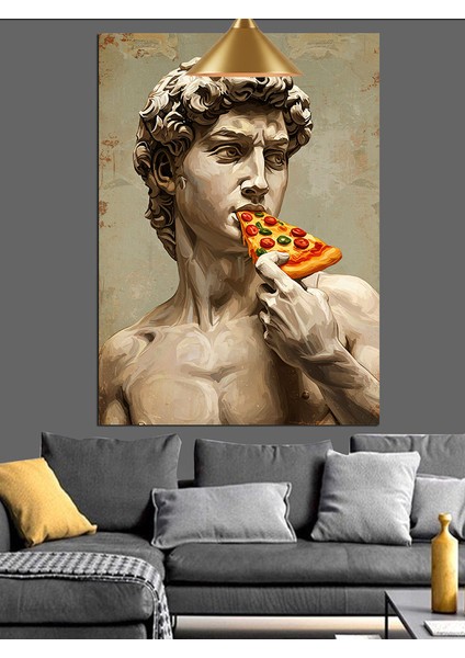 Heykel Michelangelo'nun Davut'u Pizza Dekoratif Kanvas - Mdf Ahşap Tablo fırsatları