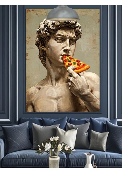 Heykel Michelangelo'nun Davut'u Pizza Dekoratif Kanvas - Mdf Ahşap Tablo indirimleri