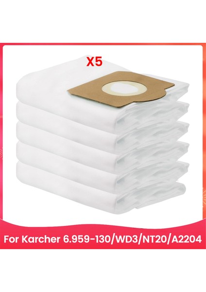Karcher Için Toz Torbası 6.959-130/WD3/NT20/A2204 Vakum Süpürge Çöp Torbası Toz Çanta Değiştirme Aksesuarları 5 Pcs (Yurt Dışından)