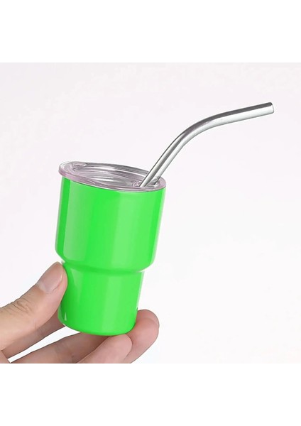 1pc 3oz Paslanmaz Çelik Mini Araba Fincanı, Pipetli Portatif Renkli Kahve Fincanı Şarap Kadehi, Kapasite: 51-100ML/RENK: Derin Pembe (Yurt Dışından)