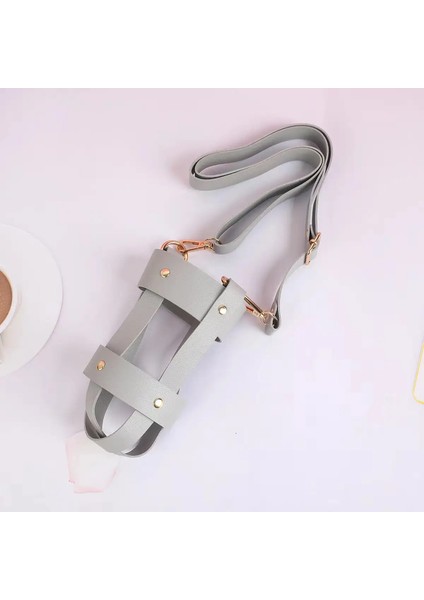 Hasız Kanıt Kahve Su Şişesi Tutucu Çanta Kupası Kayış Termos Kupası Pu Pu Deri Kılıf Taşıyıcı Kapak Içecek Carriercolor: Açık Gri (Yurt Dışından)