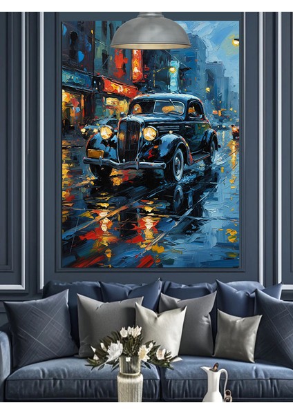 Siyah Klasik Araba Dekoratif Kanvas - Mdf Ahşap Tablo modelleri