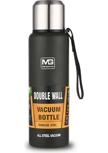 Taşınabilir Paslanmaz Çelik Termos Büyük Kapasiteli Vakum Şişesi Halat Termo Şişesi ile Yalıtımlı Tumbler 500/700/1000/1500ML Kapasite: 1000ML/RENK: Yeşil (Yurt Dışından)