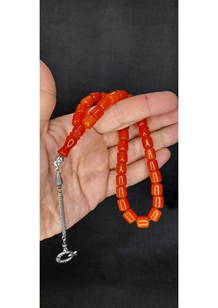 Sıkma Çubuk Kehribar Tesbih Turuncu Renk Kapsül Kesim T-433 fırsatları