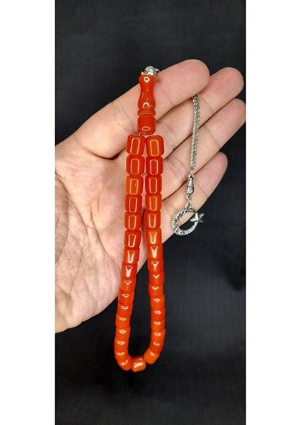 Sıkma Çubuk Kehribar Tesbih Turuncu Renk Kapsül Kesim T-433 indirimleri