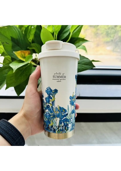 Kadınlar Için Çiçek Kahve Kupası, 316 Paslanmaz Çelik Vakum Şişesi, Doğrudan Içmek Için, Termal Kupa, 500ML Kapasite: 500/RENK: 5 (Yurt Dışından)