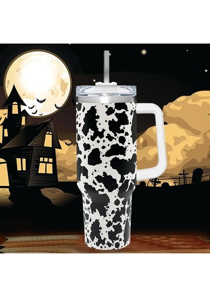 Noel Yeni Yıl Si 40OZ Portable Paslanmaz Çelik Kahve Kupası - Büyük Kapasiteli Leopar Baskı Saman Suyu Bottlecaity: 1000-1500ML/RENK: H (Yurt Dışından)