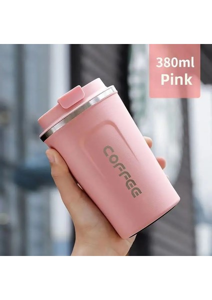 304 Paslanmaz Çelik Ikinci Nesil Kahve Kupası Vakum Taşınabilir Termos Kupası Yaratıcı Basit Araç Su Kupa Varlık: 380ML/RENK: Pembe (Yurt Dışından)