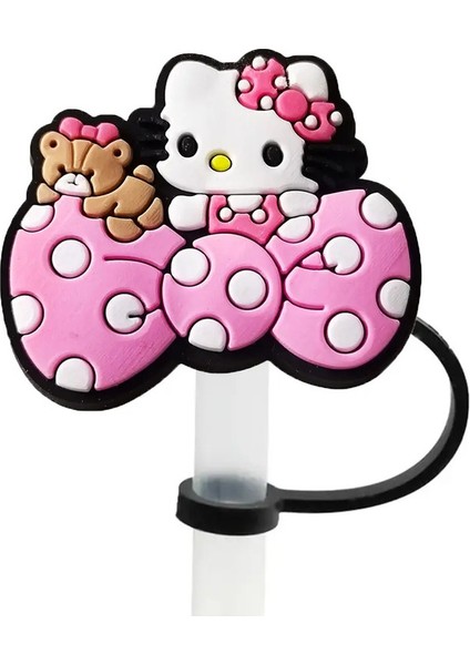1-12PCS Miniso Hello Kitty Saman Kapak KAPAĞI10MM Içecek Saman Tapası Yeniden Kullanılabilir Sıçrama Kanıtı Içme Fit Kupa Saman Kapağı Takılar Kolye Renk: 1PCS-10MM (Yurt Dışından)