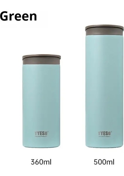 Tyeso 360/500ML Paslanmaz Çelik Yalıtımlı Seyahat Kupa Araç Kahve Kupası Soğuk ve Isı Termal Kupa Doğrudan Içme Suyu Şişesi Kapasite: 360ML/RENK: Yeşil (Yurt Dışından)
