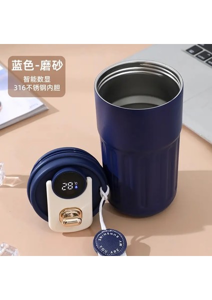 Akıllı Termos Şişe LED Sıcaklık Ekran Kahve Kupası 316 Paslanmaz Çelik Tumbler Kupa Taşınabilir Vakum Şenlikleri Termoz Kapasitesi: 460ML/RENK: Mavi (Yurt Dışından)