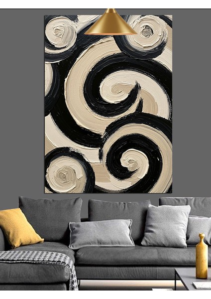 Siyah Beyaz Soyut Şekil Dekoratif Kanvas - Mdf Ahşap Tablo fiyatları