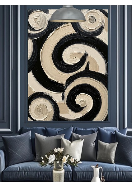 Siyah Beyaz Soyut Şekil Dekoratif Kanvas - Mdf Ahşap Tablo modelleri