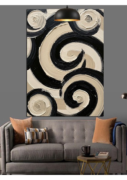 Siyah Beyaz Soyut Şekil Dekoratif Kanvas - Mdf Ahşap Tablo fırsatları