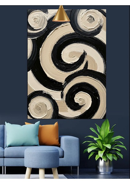 Siyah Beyaz Soyut Şekil Dekoratif Kanvas - Mdf Ahşap Tablo indirimleri