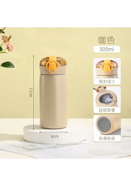 Çocuklar Termos Kupa Saman Paslanmaz Çelik Karikatür Vakum Şişeler Çocuklar Termal Su Şişesi Tumbler Yalıtımlı Kur Içki Kapasitesi: Gösteri/renk Olarak: Cofffe 320ML (Yurt Dışından)