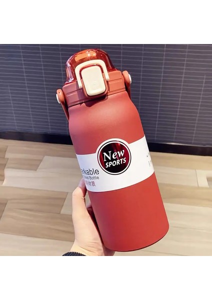 1.5l Büyük Kapasiteli Termos Su Şişesi Dış Mekan Termo Şişe Paslanmaz Çelik Termozlar Kupa Saman Kupa Kapasiteli Taşınabilir Açık Kupa: 1000ML/RENK: Kırmızı (Yurt Dışından)