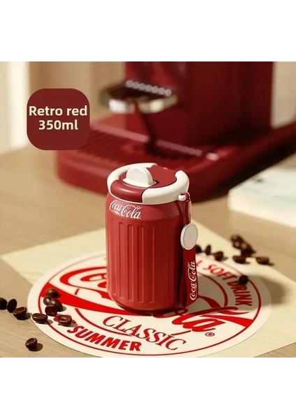 Moda Termos Kupası Su Kupası Araba Kahve Kupası Retro Seyahat Cupcapacity:-/renk: Kırmızı 350ML (Yurt Dışından)