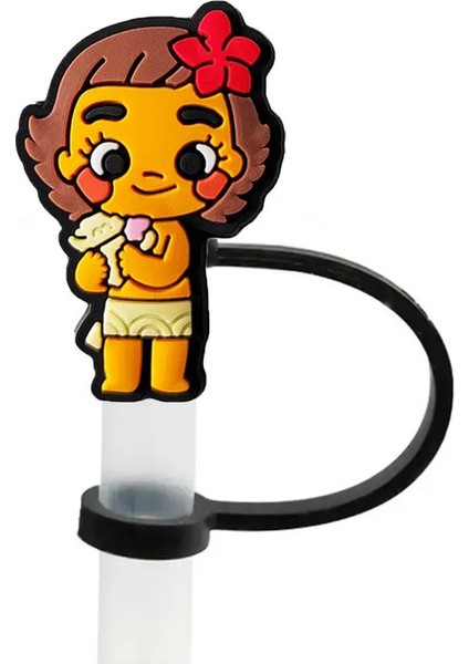 Sıcak Oyuncaklar Disney Moana Saman Kapak Kapağı 10MM Içecek Saman Fişi Yeniden Kullanılabilir Sıçrama Geçirmez Içme Fit Fincan Saman Kapağı Cazibe Kolye Renk: 3 (Yurt Dışından)