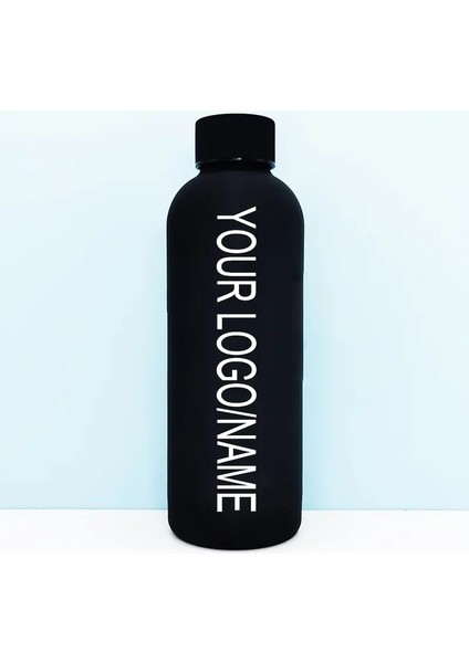 Özel Logo Termos Büyük Vakum Şişesi Paslanmaz Çelik Taşınabilir Termos Şişesi Açık Hava Spor Su Şişesi Seyahat Kupa 500/750MLCAPACITY: 500ML/RENK: Isim Logosu -Black (Yurt Dışından)