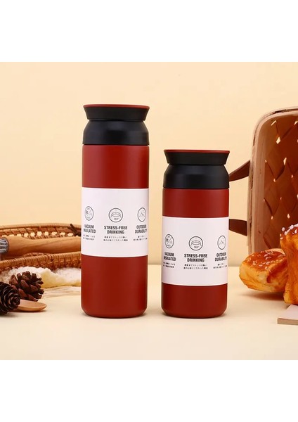 Taşınabilir 350ML 500ML Su Şişesi Vakum Mini Spor Salonu Termos Kupa Paslanmaz Çelik Vakum Yalıtımlı Termal Seyahat Kahve Kupası Araç Kapasitesi: 500ML/RENK: Kırmızı (Yurt Dışından)